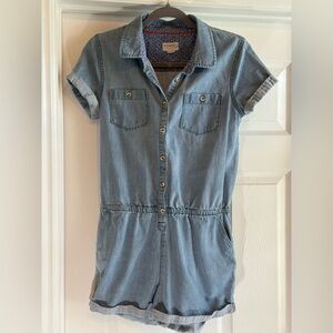 Boden Girls Denim Short Sleeve Button-Up Romper with Pockets 15 - 16Y